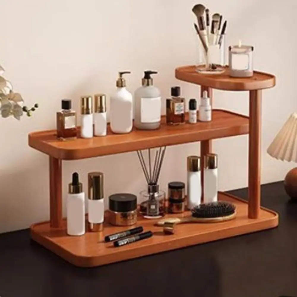 

Durable Bamboo Cup Holder Large Capacity Anti-drop Cup Storage Rack Space Saving Cosmetic Storage Tray Kitchen
