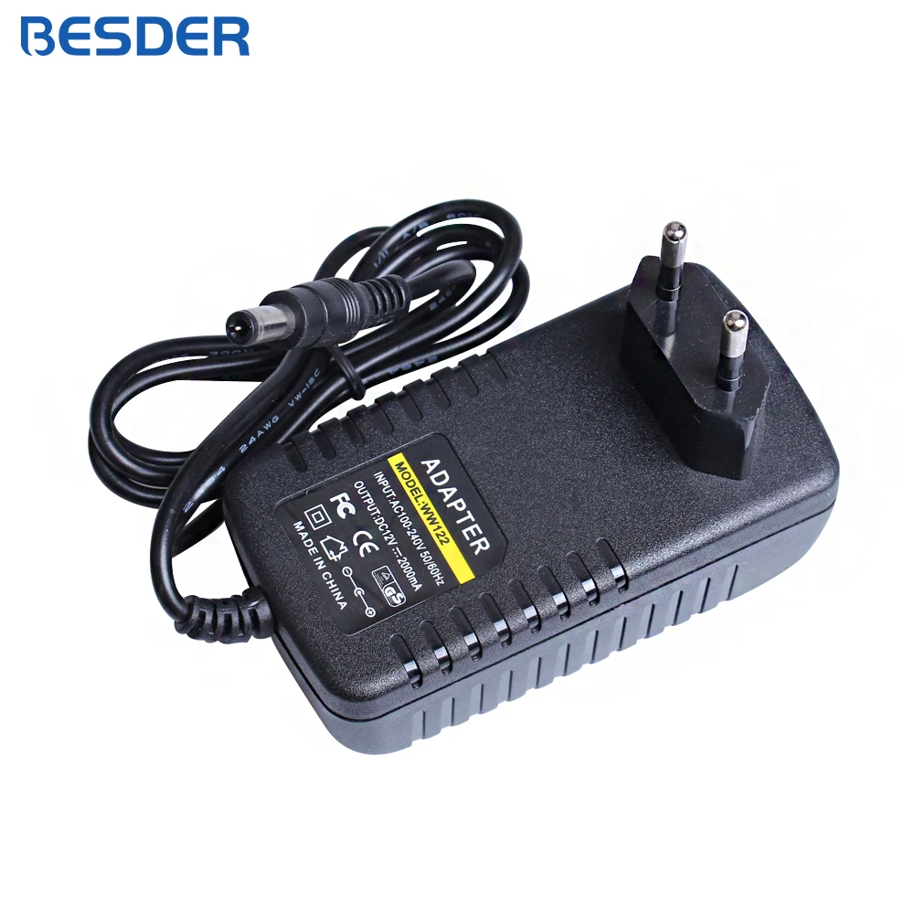 

EU Type AC 100-240V to DC 12V 2A Power Supply CCTV Camera LED Strip AC/DC Adapters Power Plug Adaptor 5.5x2.1mm