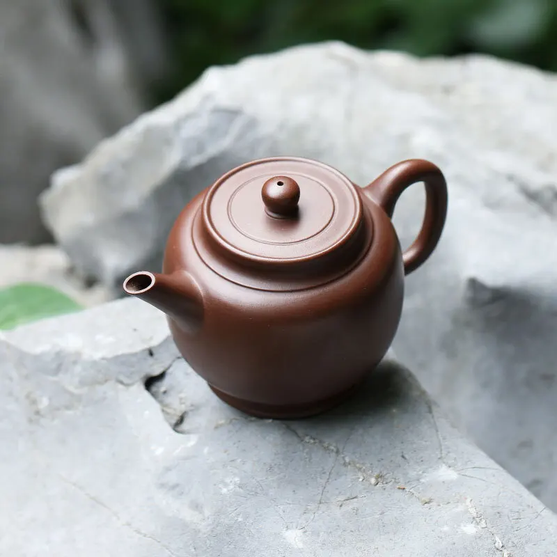 Yi Zisha Teapot, Handmade Tea Set, Single, Original Ore, Old Purple Clay, Tea, Palace Lamp, Flat Morning Plate