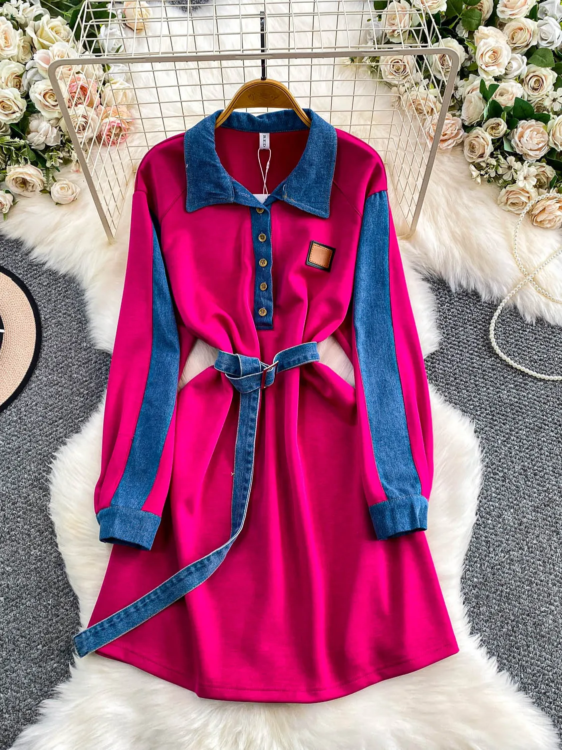 

Женская осенне-зимняя джинсовая юбка-миди в клетку с воротником, приталенная, стройнящая, А-силуэт, для офиса и повседневной носки