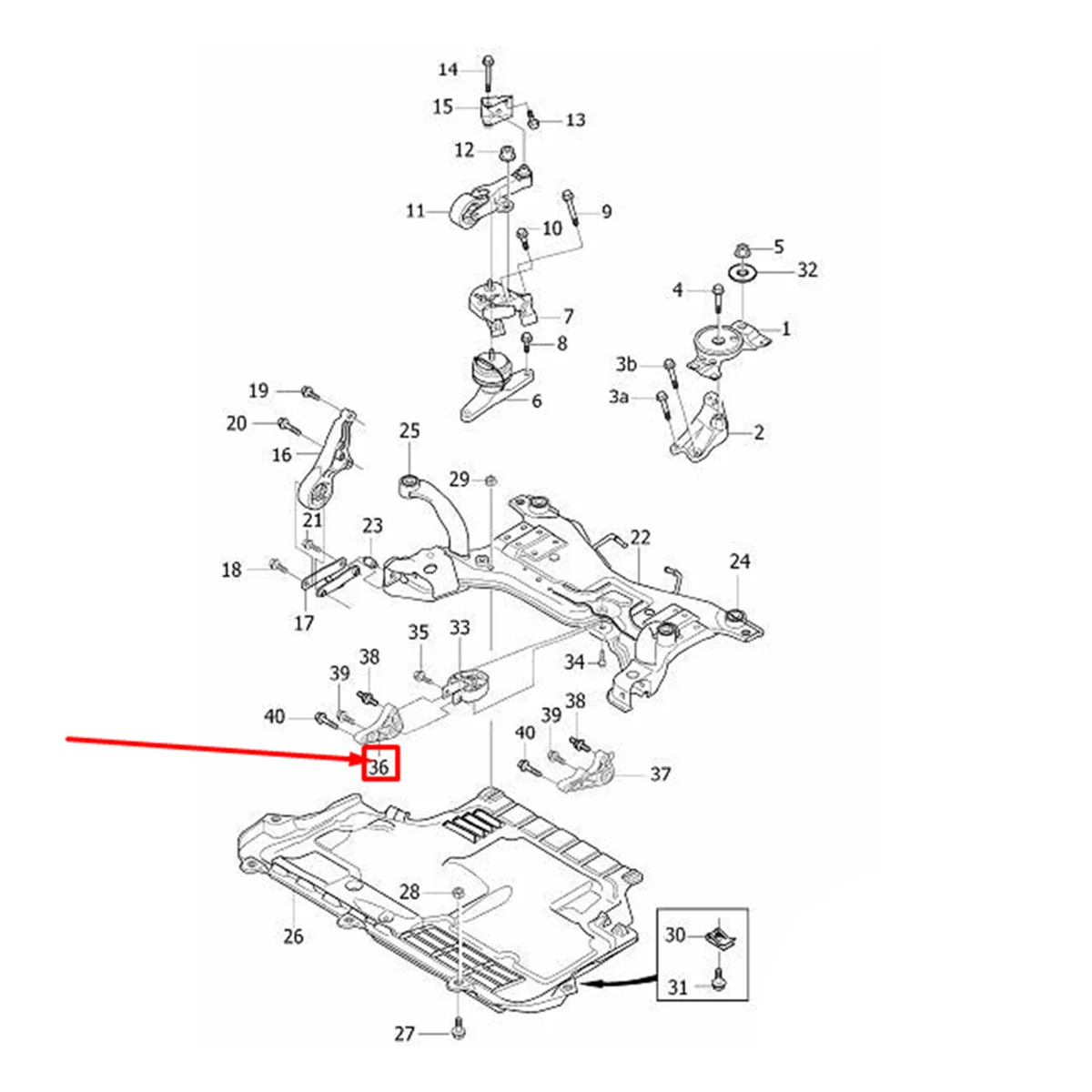 Car Rear Lower Engine Mounting Bracket 31277076 for VOLVO S40 II Saloon V50 C70 II Convertible V40 C30 2006-2013