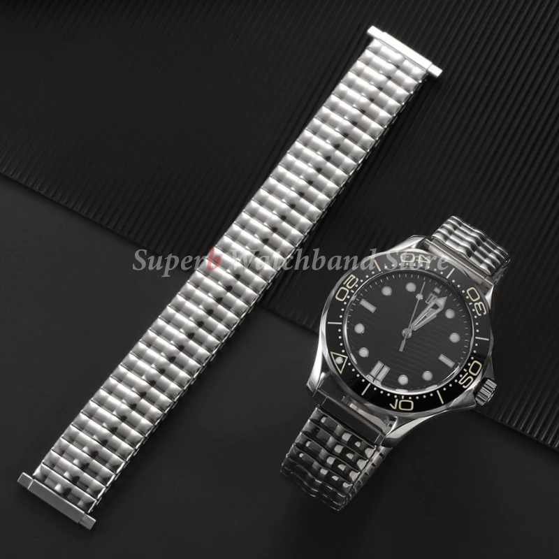 16-23 مللي متر جديد الفولاذ المقاوم للصدأ حزام (استيك) ساعة حزام تمتد التوسع المعادن مطاطا حزام اكسسوارات الرجال النساء أساور الفضة