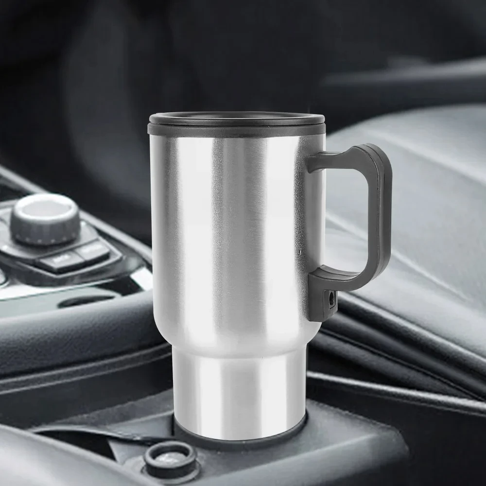 Bouilloire de voiture chauffante électrique, tasse thermique, acier inoxydable, tasse chauffante pour véhicule, eau, café, lait, camping, voyage, 12V, 450ml