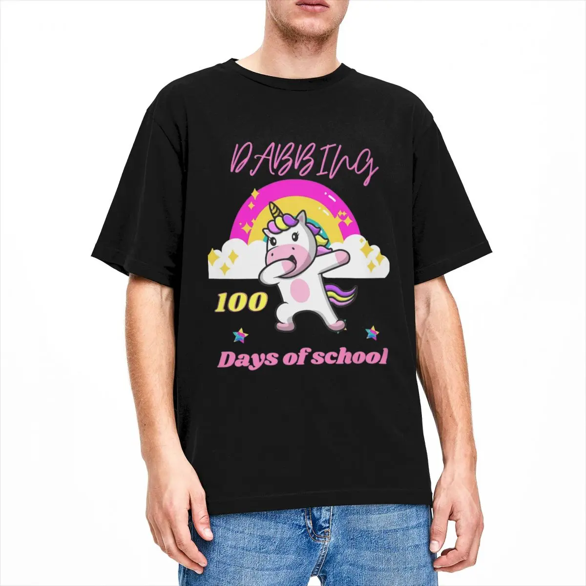 I Crushed 100 Days Of School Men Women T Shirt Unicorn Humor Tee Shirt Short Sleeve Round Neck T-Shirt Cotton Big Size Clothing