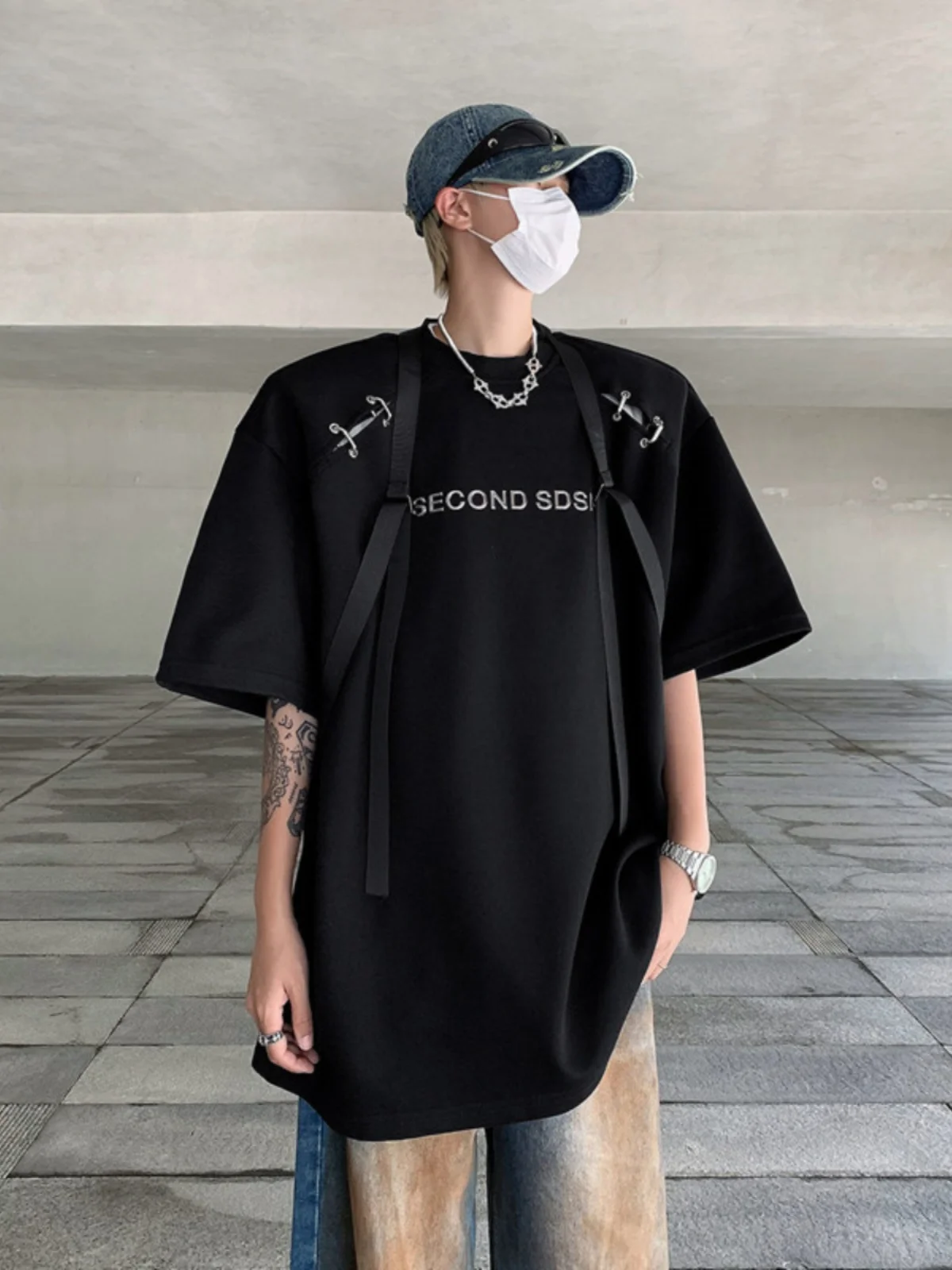 

Мужская повседневная футболка Cleanfit с подплечниками, коротким рукавом, черная, свободного кроя, дышащая, летняя, модная, брендовая, в стиле стритвир