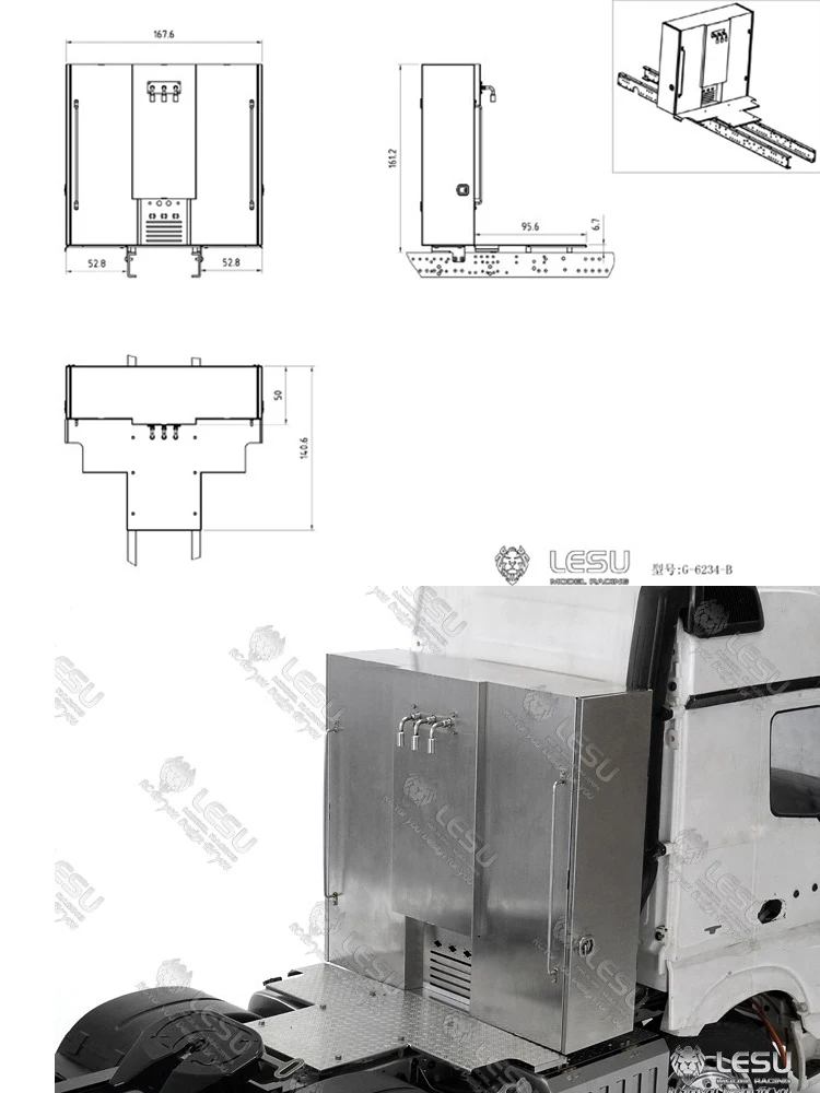 LESU Für 1/14 LKW-Spielzeug Simulations-Werkzeugkasten Pedal-Set Tamiya Traktor 3363 1851 G-6234-B LKW DIY Zubehör Spielzeug – Detail 1