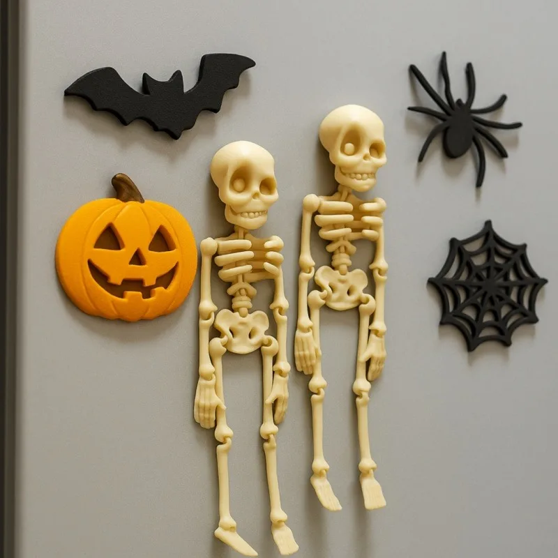 المغناطيسي Poseable الجمجمة مغناطيس الثلاجة مضحك هالوين هدية المطبخ الطعام ديكور المنزل ملحق ملتوي ديكور مخيف الجدة #3