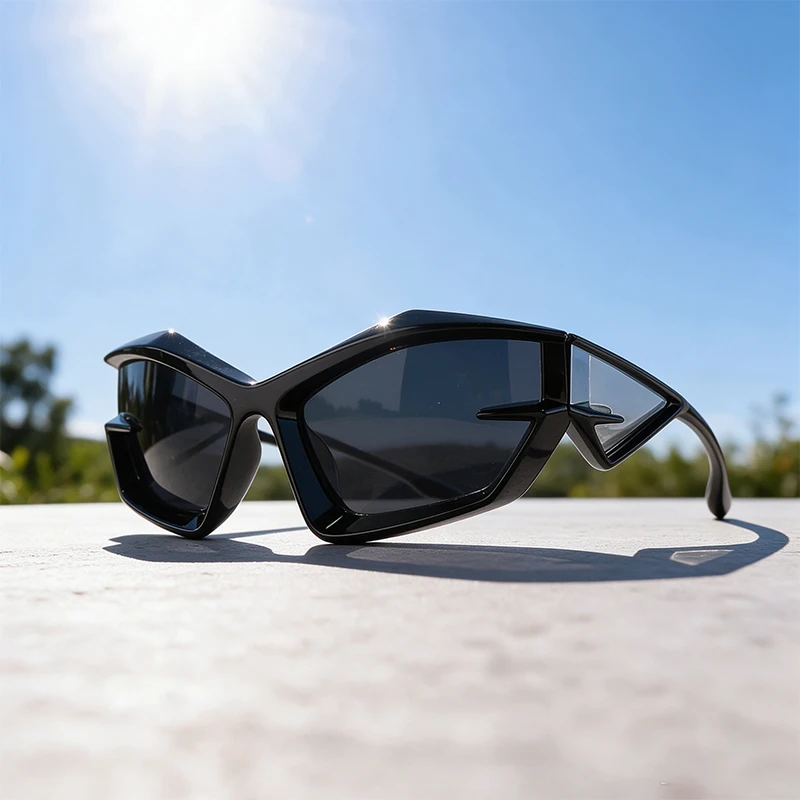 Futuristic Tech Sunglasses for Men Women, Trendy Irregular Frame Shades, European American Streetwear Runway Fashion Glasses