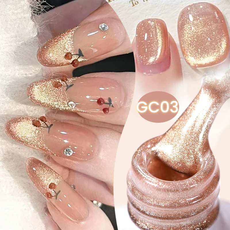 BORN PRETTY 10ml Gold Cat Magnetic Gel Autumn Winter Color Sparkling Glitter Soak Off UV LED Gel Nail Art Varnish