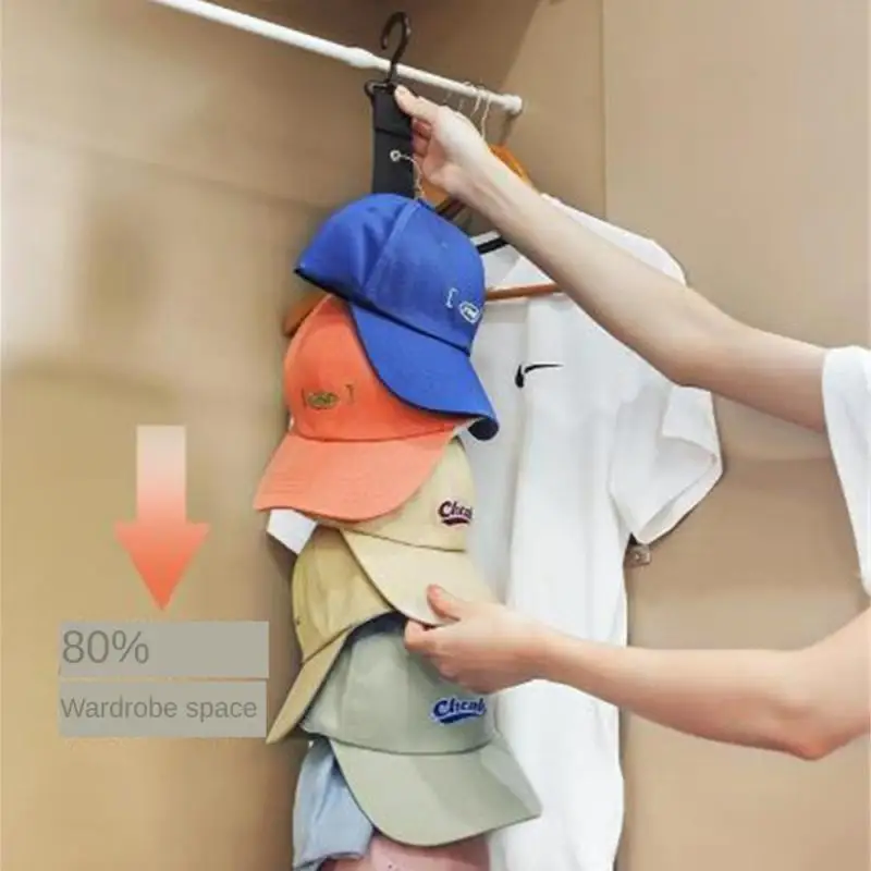 Hat Storage String Vertical Storage Saving Space 8 Clip Black Household Accessories Hat Storage Rack Free Punch Storage Hook