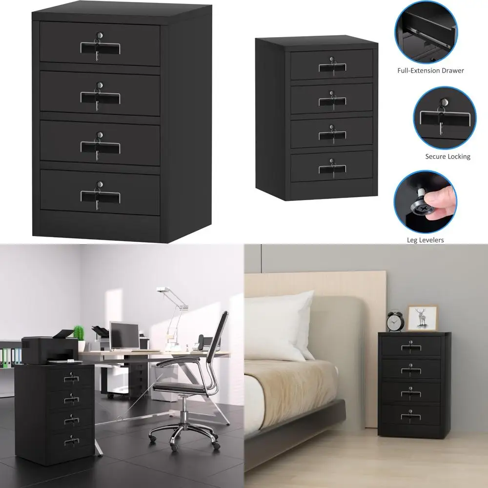 

Secure Locking Metal Cabinet for Home, Office, and Living Spaces - Black