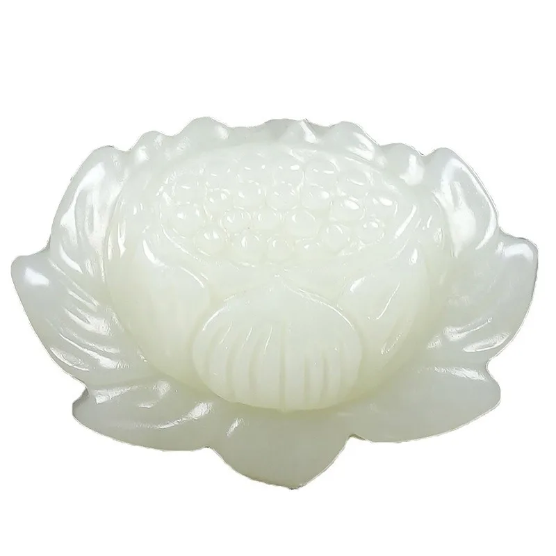 Pendant, Hotan Flowers Blooming, Wealth Abundant White Jade Ornament