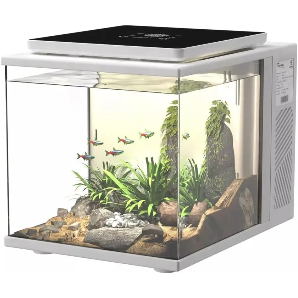 

Desktop Wi-Fi Enabled 2 Gallon Smart Aquarium Kit Includes LED Lights Heater Filtration & Media White Finish