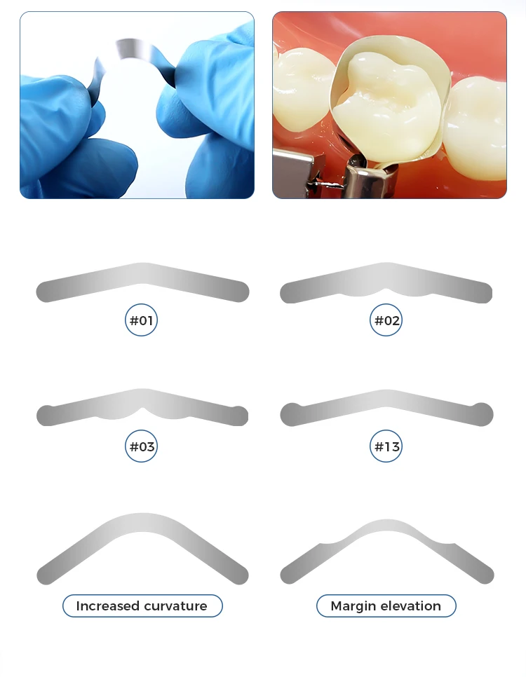 20PCS Dental Matrix Bands Rand Höhe Große Erhöhte Krümmung Schnitt Konturierte Matrizen Zahnmedizin Restaurierung AZDENT – Detail 3