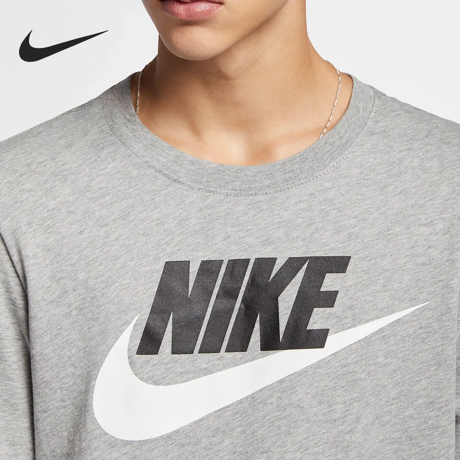 Nike AR5005-063 Men Crew Neck Short Sleeve T Shirt Classic Big Logo Soft Cotton Casual Daily Sport Basic Tee Top