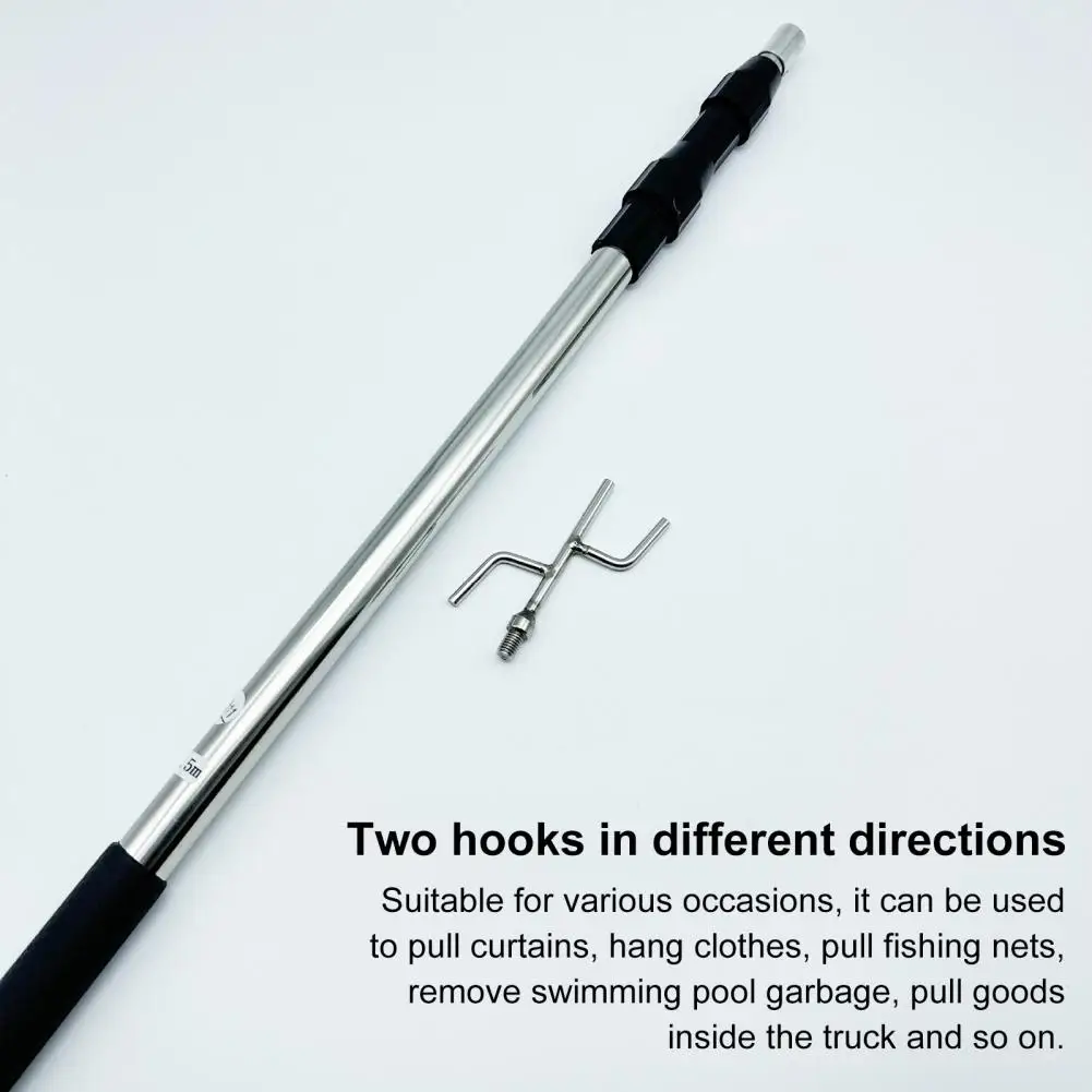 Curtain Puller Tool Stainless Steel Telescopic Capture Pole with Pickup Hook Curtain Puller Clothes Dryer Fishing Net Puller