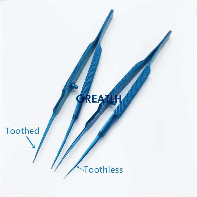 1pcs Titanium Alloy Micro Scissors Toothed Forceps Tweezers Microscopic Instruments Curved Straight Angle