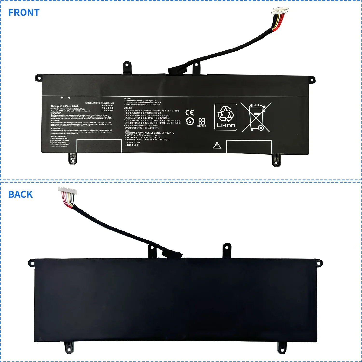 DXT NEW Laptop Battery  C41N1901 70WH For ASUS ZenBook Duo UX481FA UX481FL UX481F UX481FLY UX4000F UX4000FL 0B200-03520000