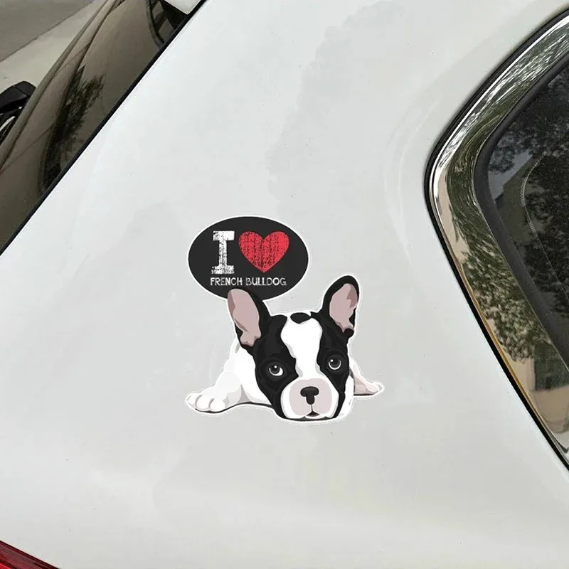 

I love - colorful French Bulldog car stickers, motorcycle helmet stickers, auto parts. Vinyl Deck, scratch, raincoat15CM PVC KK