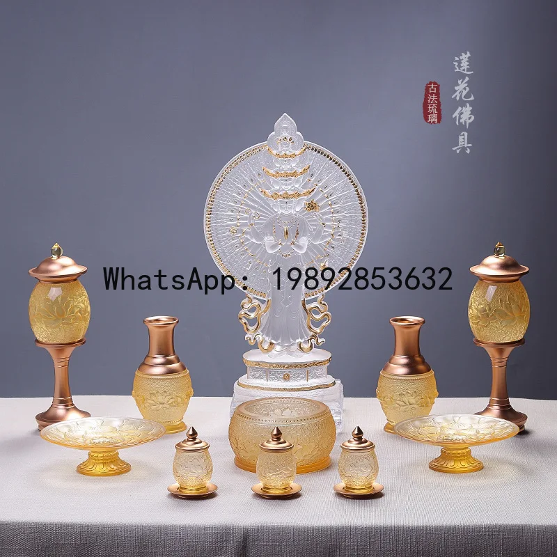 Glazed  buddhist ornaments and offerings suit buddhist hall worship water purification cup incense burner vase offering lamp