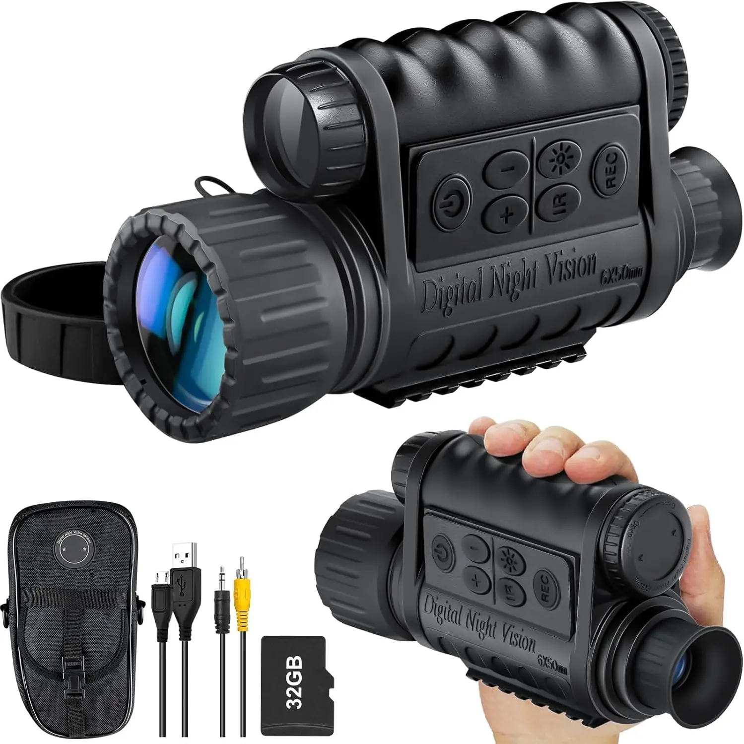 

True Night Vision Monocular for Adults, IR Illuminator for Complete Darkness, High Sensitivity COMS Sensor Digital Night Goggles