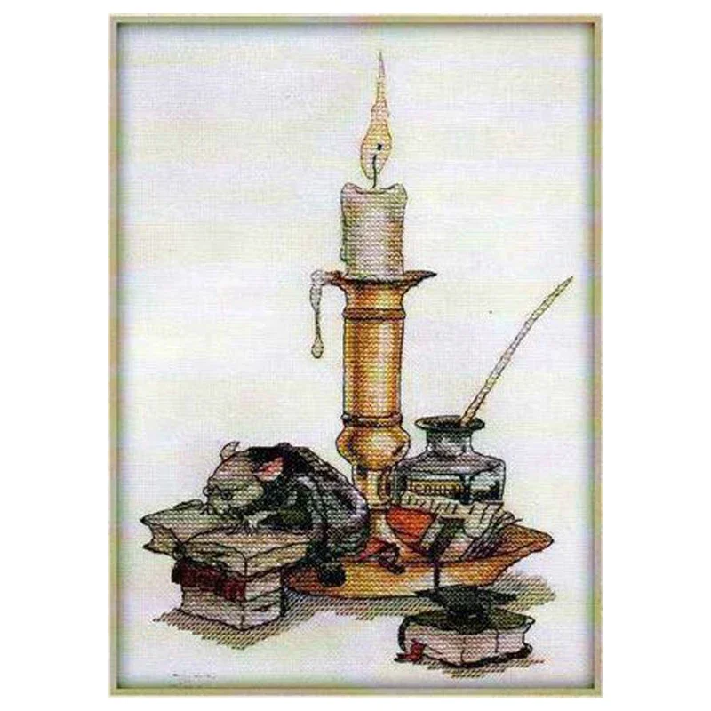 Amishop Top Quality Beautiful Lovely Counted Cross Stitch Kit Librarian Fairy Reading Learning Mouse Light Of Candle