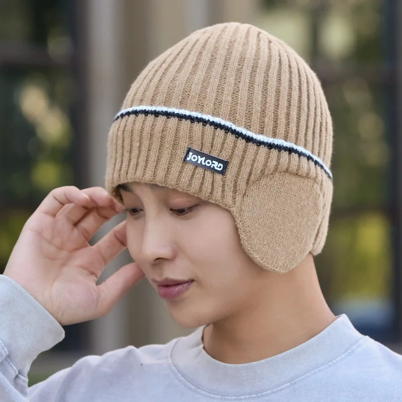 

Men Winter solid-color Knitted Hat Men Woolen Hat Hugger Toque Cap Stocking Head Watch Men Warm Fleece 8M65