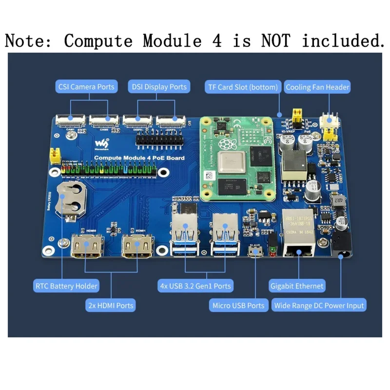 طقم لوح توسعة إيثرنت po ، IO GPIO ، وحدة كومبوت RPI Raspberry Pi ، 4 CM4 Lite ، 2GB ، 4GB ، 8GB RAM ، USB