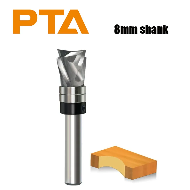 Spiral Flush Cutter 8 Mm Shank, 12.7 Mm Cutting Length, D = 12 Mm, Solid Carbide Compression Spiral Groove Cutter with Ball Bear