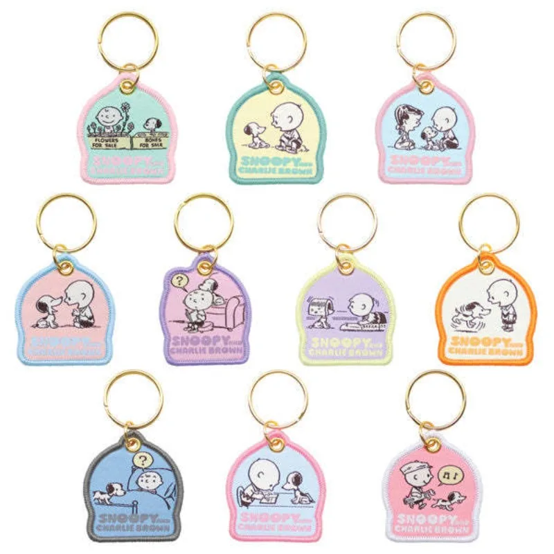 

Snoopy Cartoon Embroidered Keychain Charlie Brown Anime Action Figure Cute Toys Keys Schoolbag Decoration Pendant Children Gifts