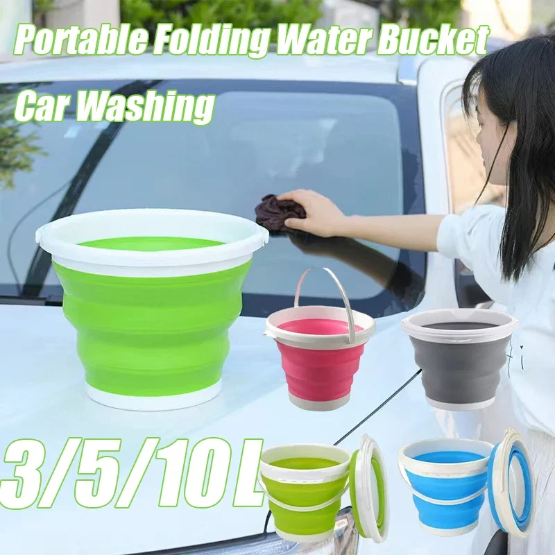 

3L Folding Bucket Portable Folding Silicone Car Wash Outdoor Fishing Travel Bucket Home Storage Collapsible Household Items