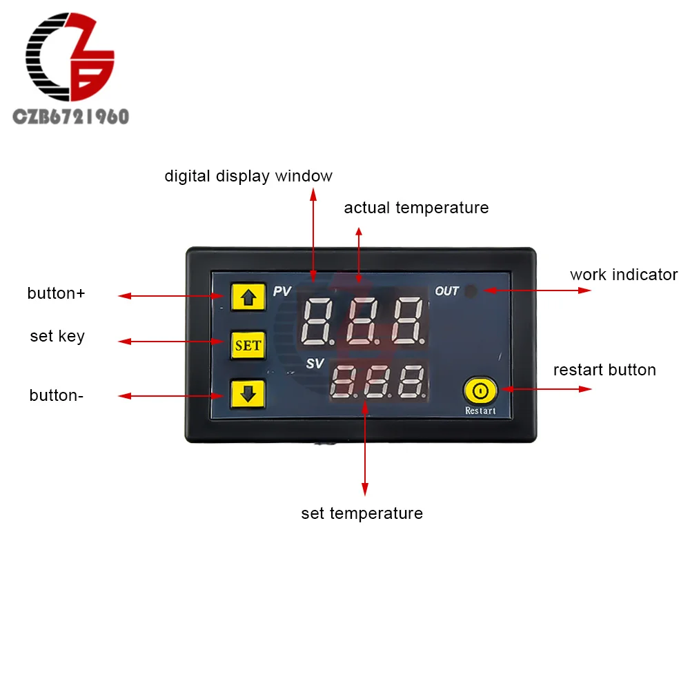 W3230 AC 110V-220V Digital Temperature Controller LED Thermostat With Heat/Cooling Thermoregulator Home Environment Thermometer