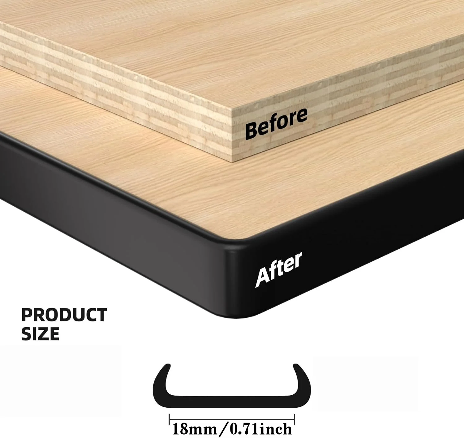 1PC 2/3/5/10m U-Shape Edge Banding, Self Adhesive Veneer Edging Trim Flexible Edge Protector, DIY Furniture Edge Strip for Count