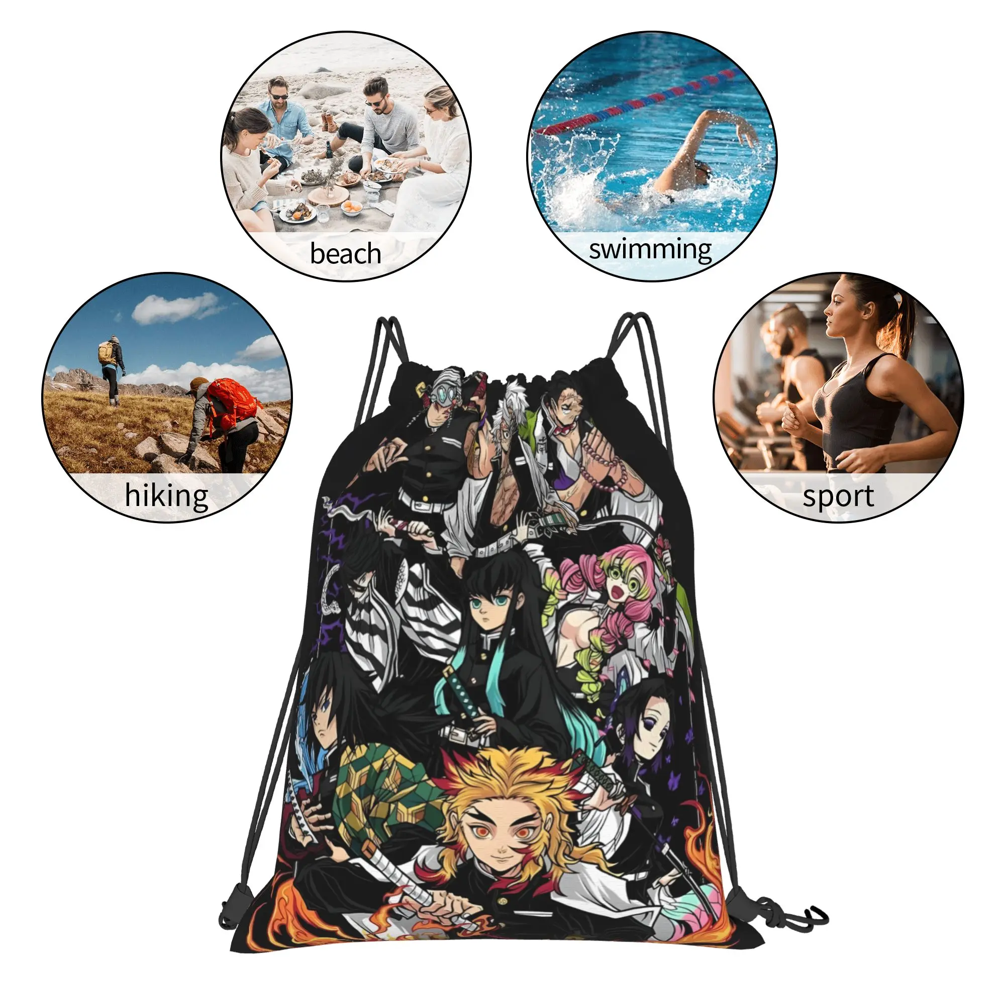 1 pc Hashira Demon Slayer Anime Drawstring Bags Travel Storage Backpack School Shoe Bag view 4