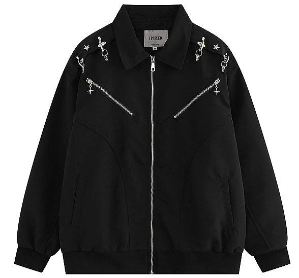 2025 Autumn New Trendy Fashion Tops Metal Buckle Tooling Jackets Men's High Street Handsome Long-sleeve Solid Color Chic Jackets