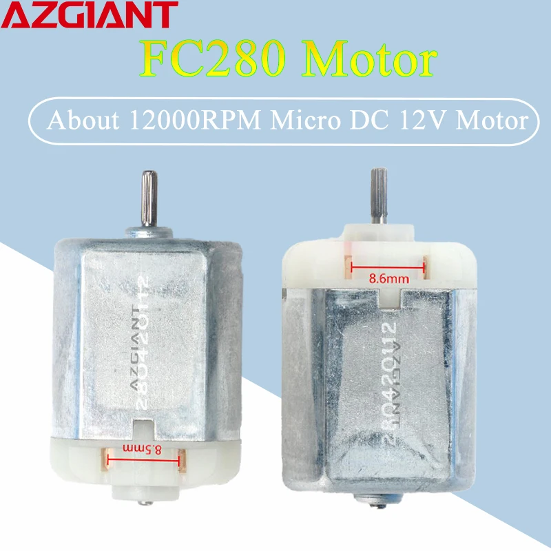 

Azgiant FC280 42MM 12000RPM High Torque High Speed Brushed DC motor 12V DC Mini Motor DIY Power toy water pump car accessories