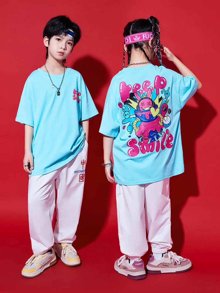 Kids Hip Hop Costume Boys Hip Hop Elementary School Dance Costume Girls Short Sleeve Kids Jazz Dance Costume