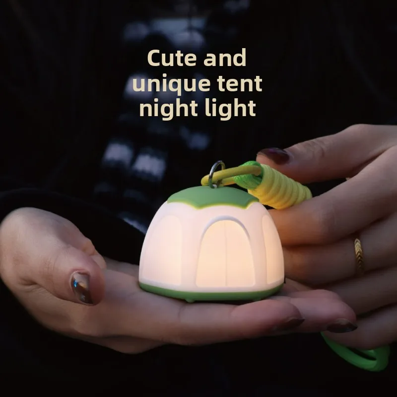 Outdoor Creative Tent Mini Night Light LED Keychain Portable Sleep Companion Bedroom Atmosphere Camping Emergency Light