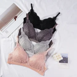 New Summer Women Lace Bra V-Neck Bralette Sexy Push Up Lingerie Seamless Brassiere Female Wire Free Intimates Underwear