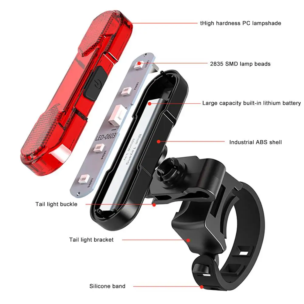 Bike Rear Tail Light Usb Rechargeable Red Led Bright Taillights Fit On Any Bicycle/helmet Easy To Install For Cycling Safet Y5t2