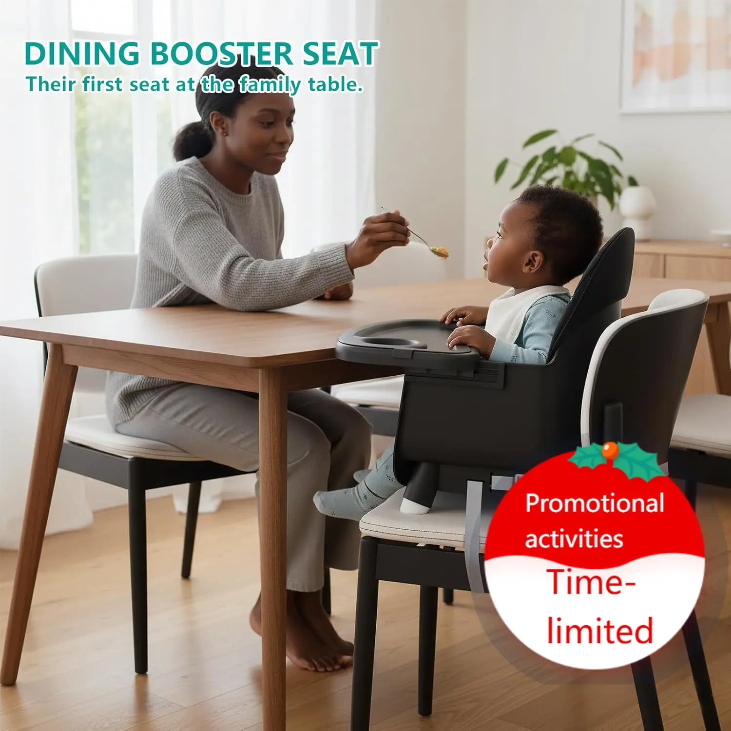 

6 in 1 Baby High Chair for Babies and Toddlers, Booster Seat, Kids Learning Table & Chair (Black)