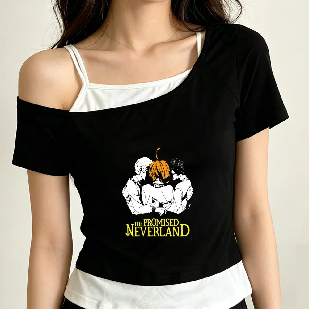 the Promised Neverland crop top women japan y2k alternative  emo harajuku top tees goth vintage y2k gothic funny