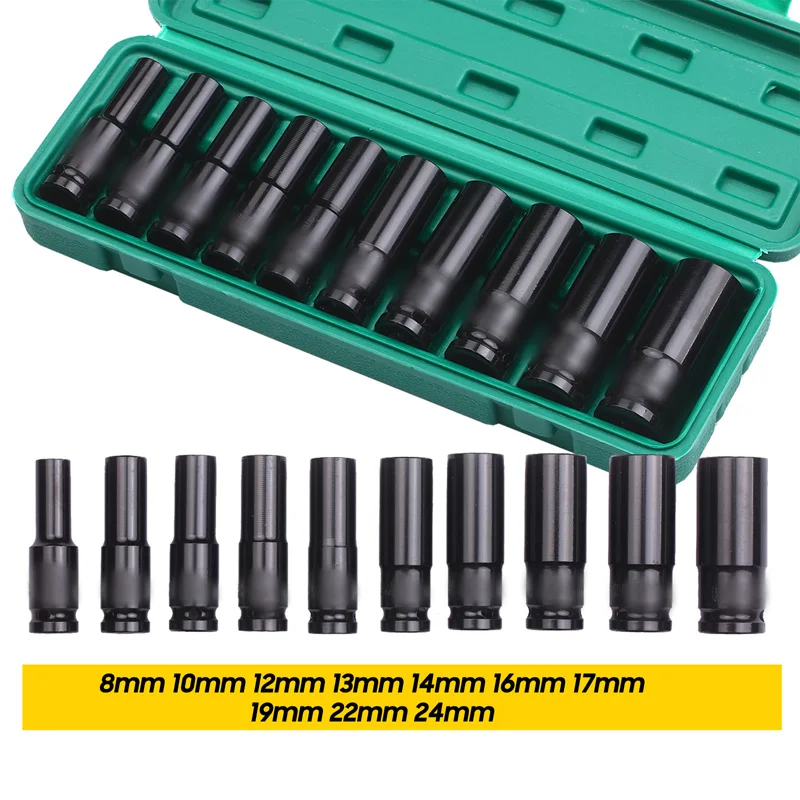 1/2 Inch Drive Impact Socket Set 8-24mm/8-17mm/8-19mm 6-Point Impact Socket Set Hex Wrench Socket Adapter Extension Sleeve Head