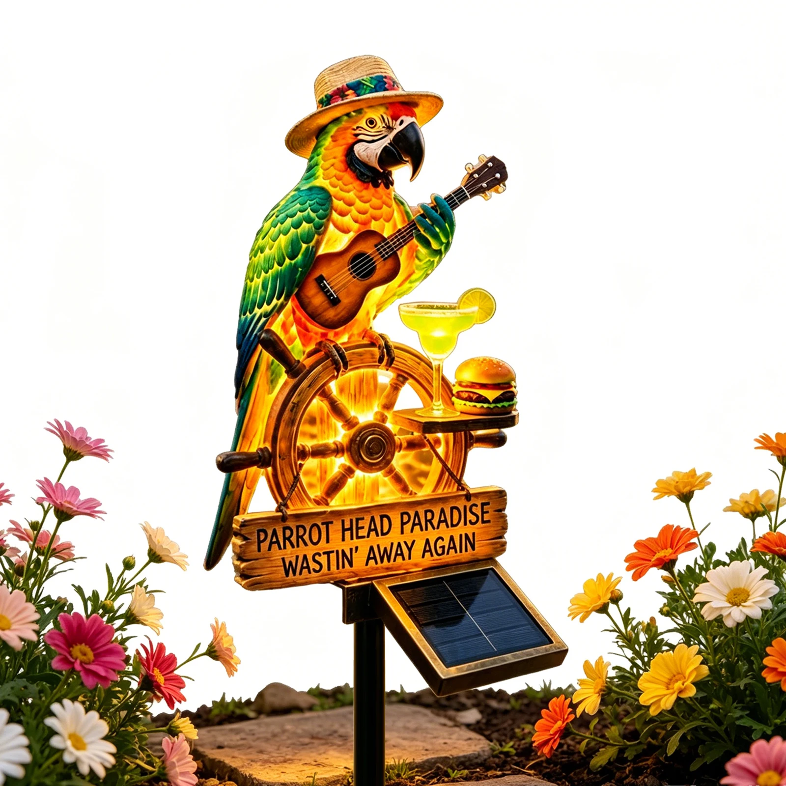 Solar Parrots Garden Light Weather Resist Whimsical Decorative Lamp Cute Animal Sculpture Light for Lawn Backyard Pool Party