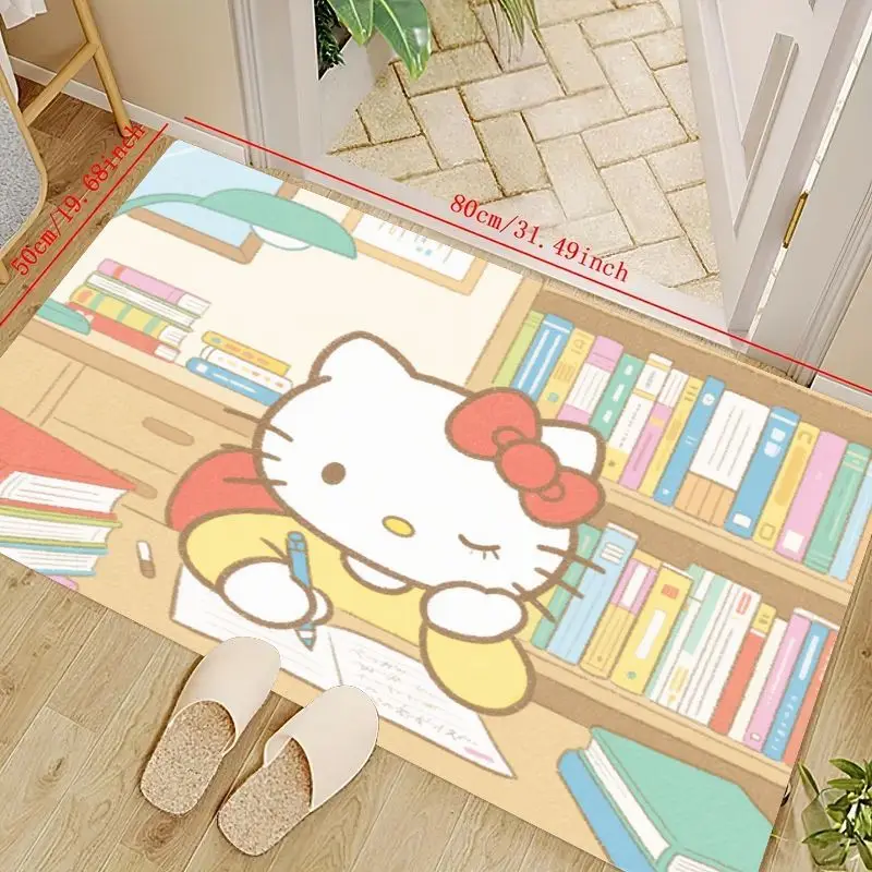 

1 шт. Kawaii Hello Kitty мультяшный напольный коврик для учебы, коврик для чтения персонажей Sanrio, нескользящий впитывающий декоративный коврик для прихожей для