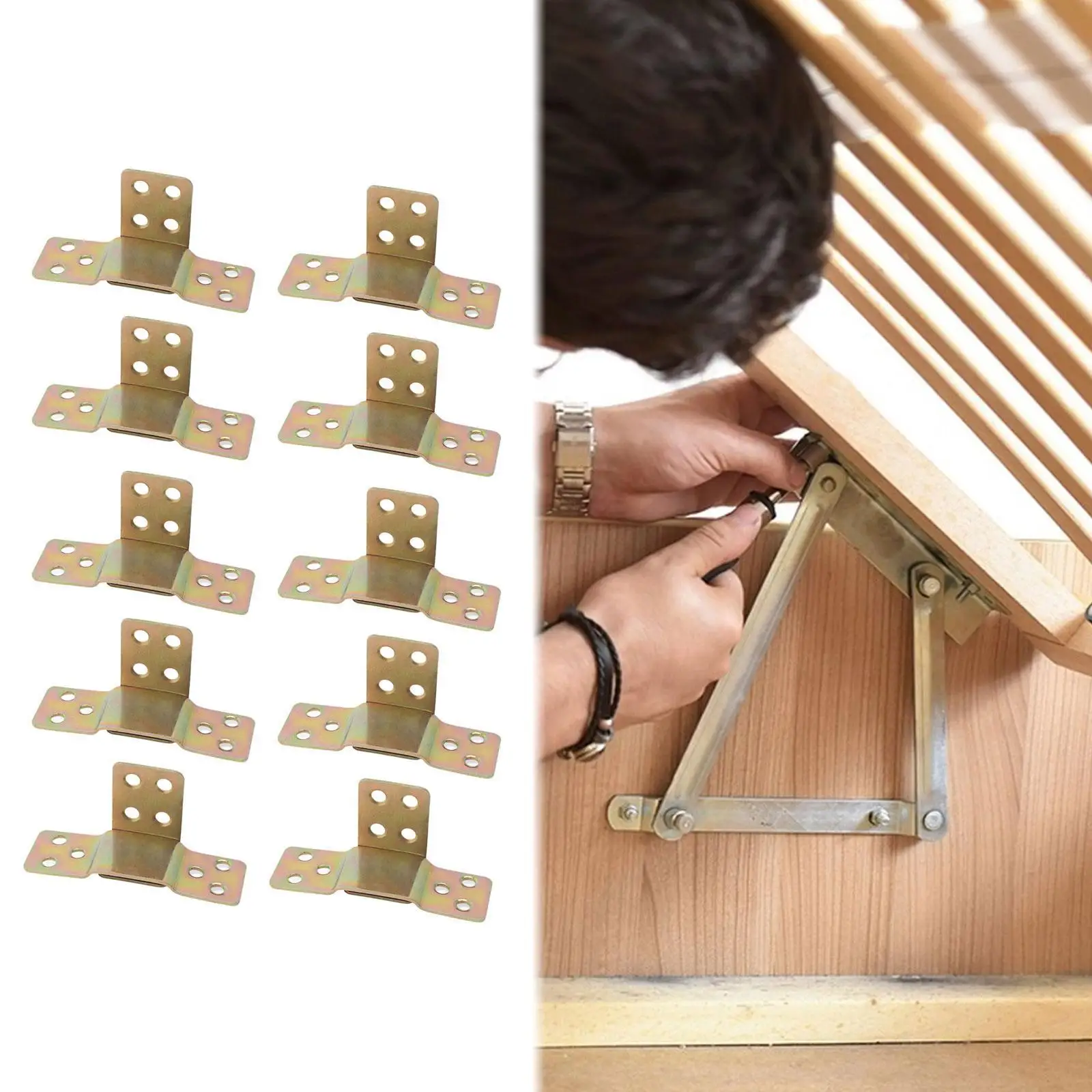 10x Bed Rail Brackets Bed Frame Connection Easy to Install Metal Bed Hinges