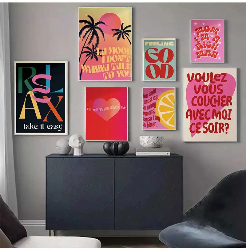 Minimalism Decor Posters Quotes Wall Art Canvas Painting Inspired Music Ciao Amore With Love Prints Living Room Home Decor