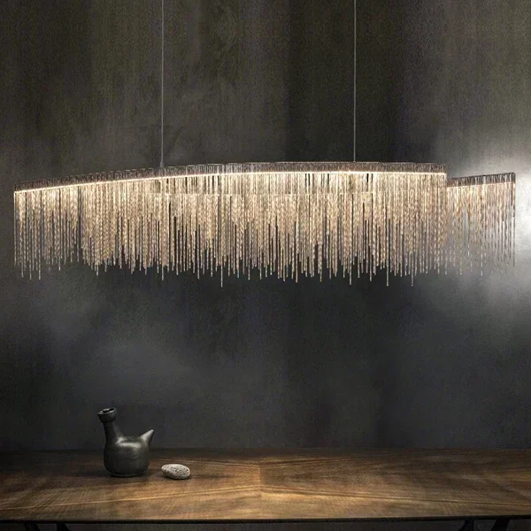 Led Aluminum Chandelier Chain Pendant Light Individuality Brief Living Room Bed Room Lamps Light 150cm