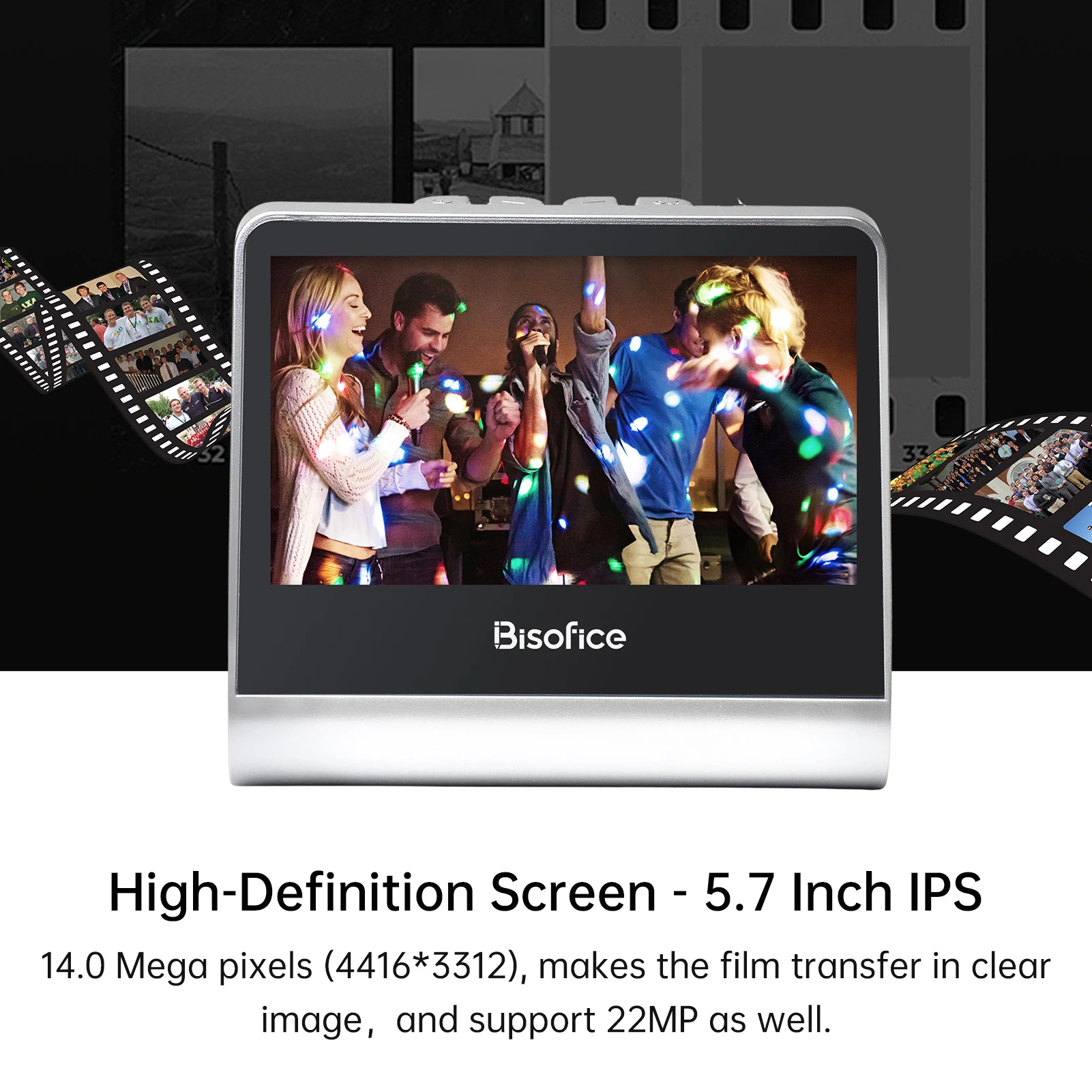 تم تجهيز الماسح الضوئي والمنزلق (36*24 مم) بشاشة LCD سعة 16 جيجابايت وتدعم الاتصال بالتلفزيون الذي يحكم الكمبيوتر الشخصي