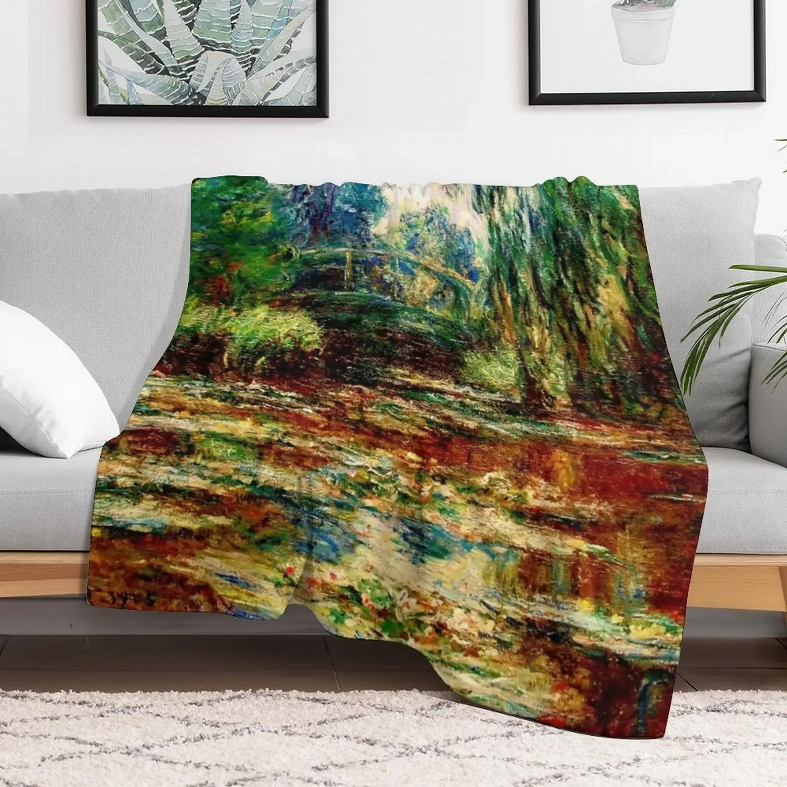 Claude Monet Water Lily Pond and Bridge| Monet's Garden Throw Blanket anime Furry sofa bed Blankets